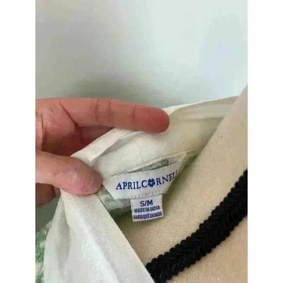 April Cornell Women's S/M Green Textured Robe Kimono Tie Long Sleeve Floral - Picture 5 of 10